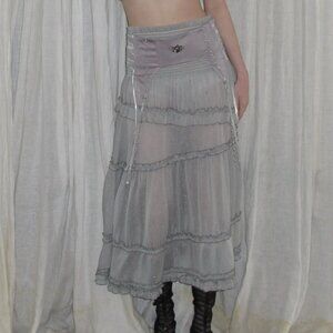 Semi-sheer Tiered Skirt (With Lace Shorts）